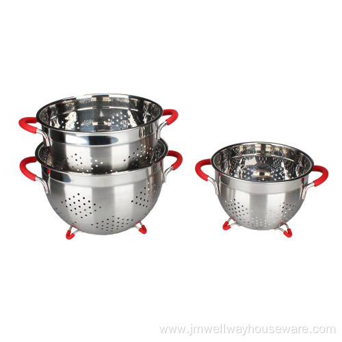 Perforated Colander Set with Handle and Solid Base